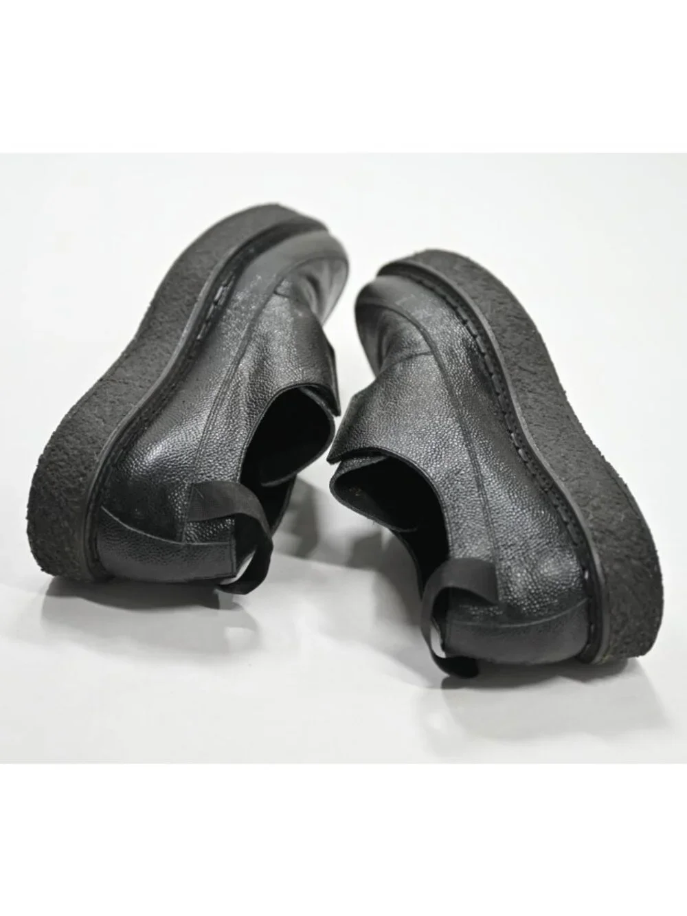 FAQTORY Polished Leather Laceless Derby Shoes In Black